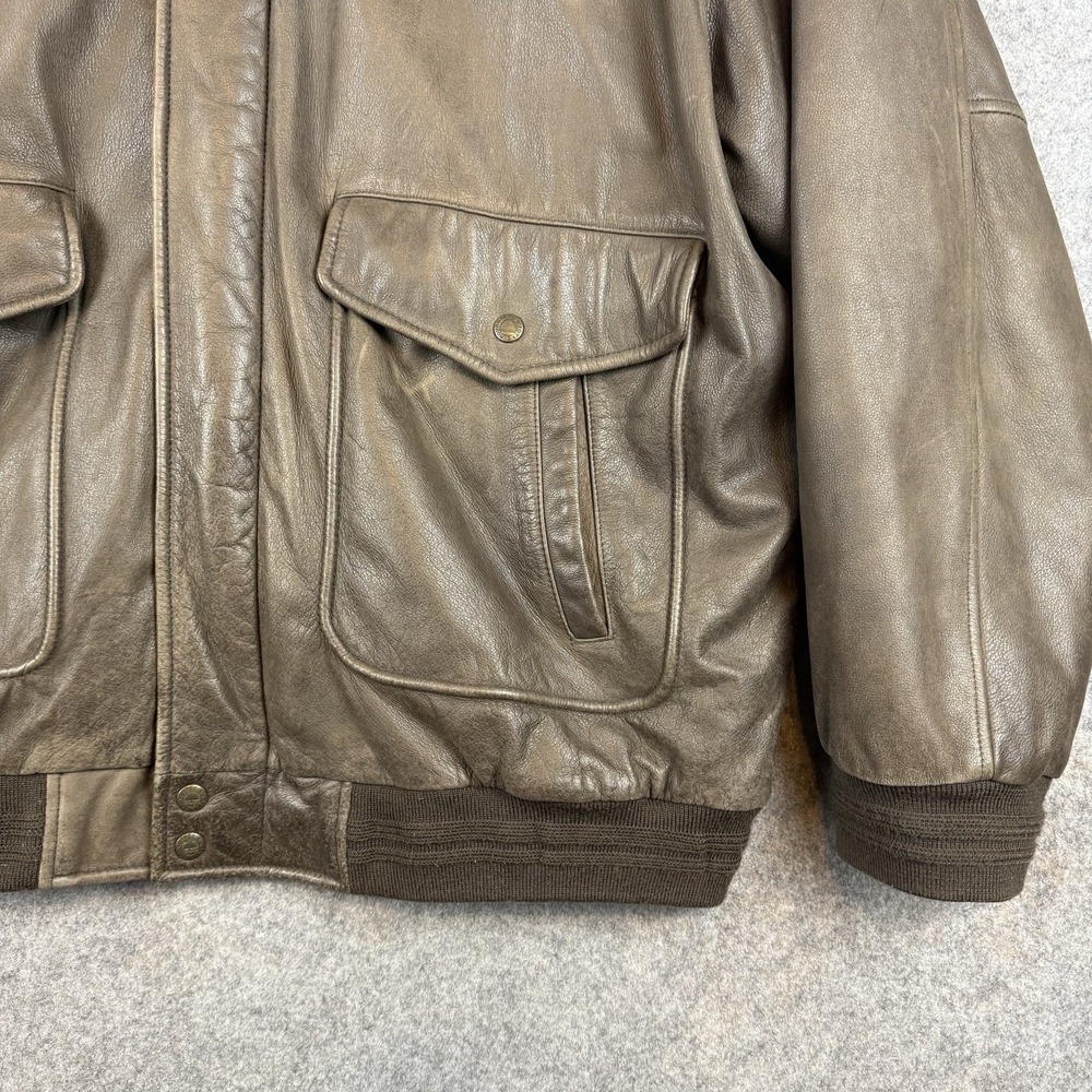 Roundtree And Yorke Leather Jacket Mens XL Tall A2 Flight Bomber Full Zip Brown - Picture 4 of 11